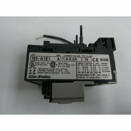 Allen Bradley 1.6-5A AMP OVERLOAD RELAY 193-A1E1